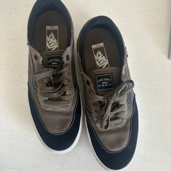 Gilbert Crockett Size 10.5 Vans Olive Army Green and Black - Picture 2 of 9